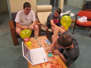 Attempting to use the Makey Makey with computer keys and playdough.